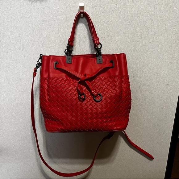 Bottega Veneta Intrecciato Red Orange Cross body bag - Picture 1 of 16
